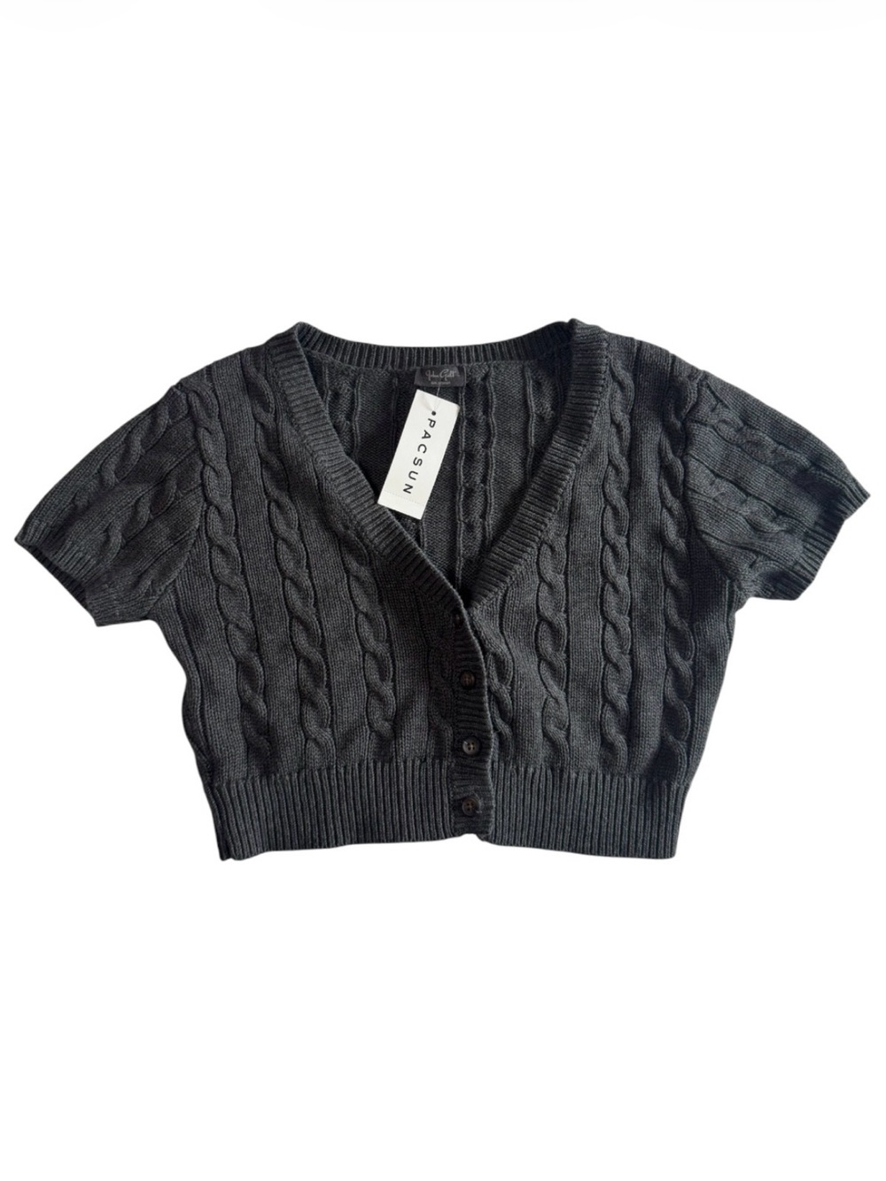 Brandy Melville Cable-Knit Cropped Button Cardigan Sweater